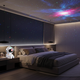 Ultra-photorealistic luxury bedroom with exact Astronaut Projector starry sky effect